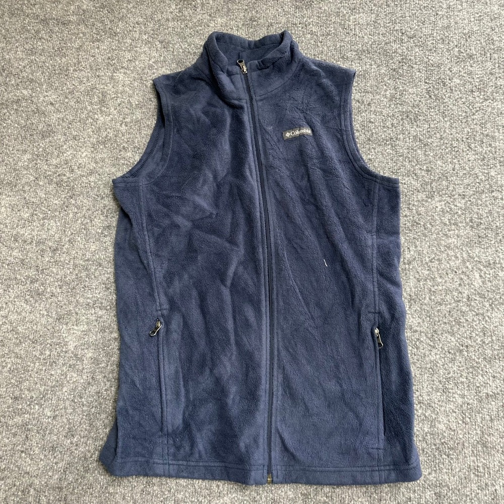 Columbia Fleece Vest Womens Size XL Navy Blue Full Zip Benton Springs WB1433
